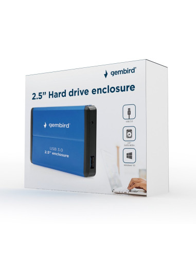 Gembird Obudowa Hdd/Ssd Usb 3.0 2.5" Sata, Aluminium, Niebieska