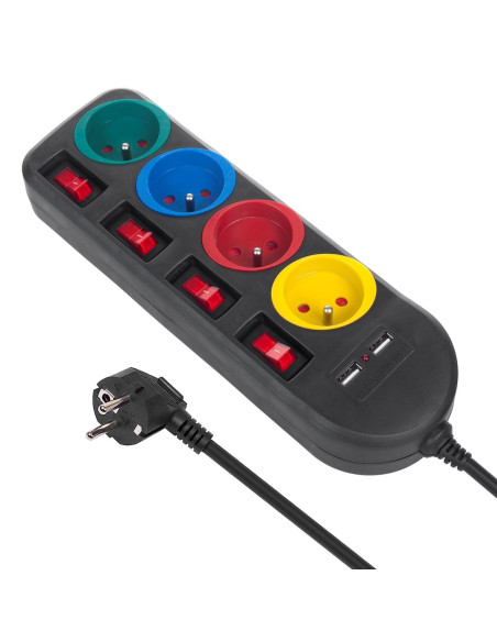 Maclean Listwa Zasilająca 4 Gniazda 2Xusb Mce229B