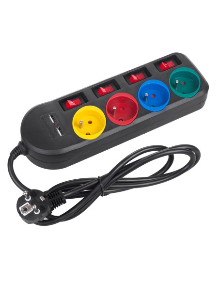Maclean Listwa Zasilająca 4 Gniazda 2Xusb Mce229B