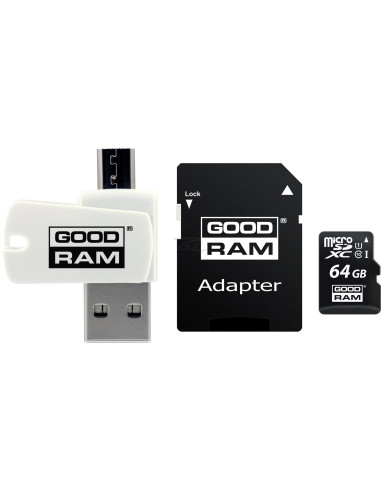 Karta Pamięci Z Adapterem I Czytnikiem Kart Goodram All In One M1A4-0640R12 (64Gb  Class 10  Adapter, Czytnik Kart Microsdhc, Ka