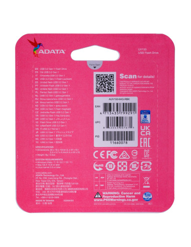 Pendrive Adata Uv150 Auv150-64G-Rbk (64Gb  Usb 3.0  Kolor Czarny)