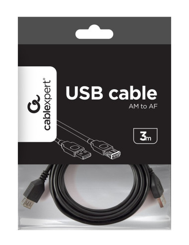 Kabel Gembird Ccp-Usb2-Amaf-10 (Usb 2.0 Typu A F - Usb 2.0 Typu A M  3M  Kolor Czarny)