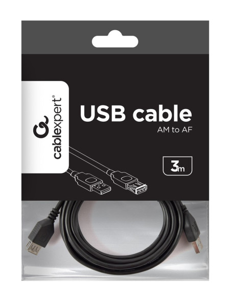 Kabel Gembird Ccp-Usb2-Amaf-10 (Usb 2.0 Typu A F - Usb 2.0 Typu A M  3M  Kolor Czarny)