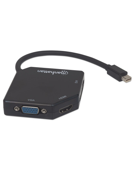 Manhattan 207720 Adapter Kablowy 0,25 M Mini Displayport Dvi-I + Vga (D-Sub) + Hdmi Czarny