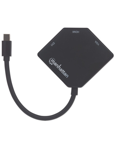 Manhattan 207720 Adapter Kablowy 0,25 M Mini Displayport Dvi-I + Vga (D-Sub) + Hdmi Czarny