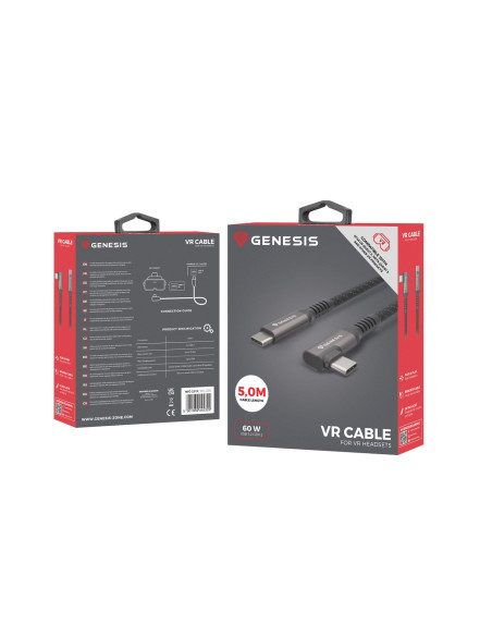 Genesis Nvc-2219 Kabel Usb Usb 3.2 Gen 2 (3.1 Gen 2) 5 M Usb C Czarny, Szary