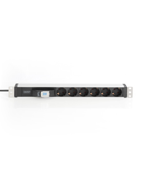 Digitus Listwa Zasilająca Pdu 19" Rack, 6X Schuko, 2.0M, 1X Wtyk Unischuko, 16A, Wyłącznik Nadprądowy, Profil Aluminiowy
