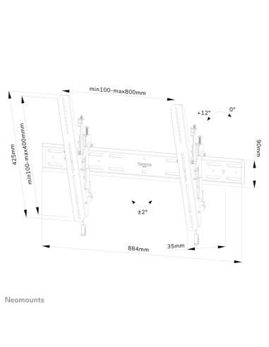 Neomounts Wl35S-850Bl18 Uchwyt Do Telewizorów 2,18 M (86") Czarny