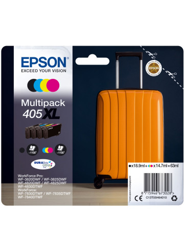 Epson 405Xl Durabrite Ultra Nabój Z Tuszem 1 Szt. Oryginalny Wysoka (Xl) Wydajność Czarny, Cyjan, Purpurowy, Żółty