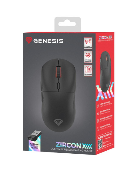Genesis Zircon Xiii Myszka Gaming Oburęczny Rf Wireless + Usb Type-C Optyczny 26000 Dpi