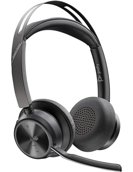 Poly Zestaw Słuchawkowy Voyager Focus 2 Z Certyfikatem Microsoft Teams Usb-C-C + Przejściówka Usb-C/A + Podstawka Ładująca