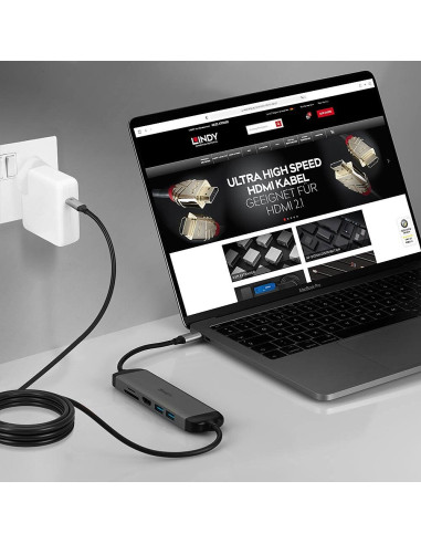 Lindy 43326 Stacja Dokująca Przewodowa Usb 3.2 Gen 1 (3.1 Gen 1) Type-C Czarny, Szary