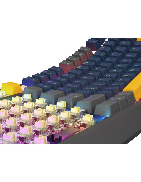 Genesis Thor 230 Tkl Klawiatura Gaming Usb + Rf Wireless + Bluetooth Qwerty Czarny, Niebieski, Szary, Pomarańczowy