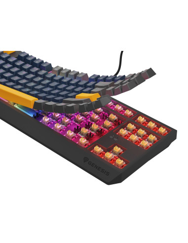 Genesis Thor 230 Tkl Klawiatura Gaming Usb + Rf Wireless + Bluetooth Qwerty Czarny, Niebieski, Szary, Pomarańczowy