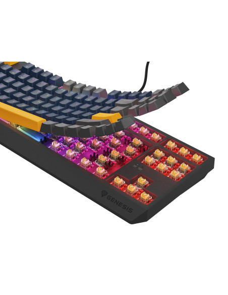 Genesis Thor 230 Tkl Klawiatura Gaming Usb + Rf Wireless + Bluetooth Qwerty Czarny, Niebieski, Szary, Pomarańczowy