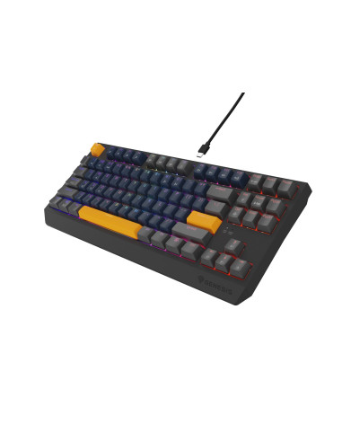 Genesis Thor 230 Tkl Klawiatura Gaming Usb + Rf Wireless + Bluetooth Qwerty Czarny, Niebieski, Szary, Pomarańczowy