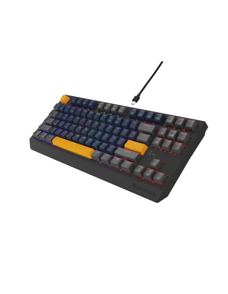 Genesis Thor 230 Tkl Klawiatura Gaming Usb + Rf Wireless + Bluetooth Qwerty Czarny, Niebieski, Szary, Pomarańczowy