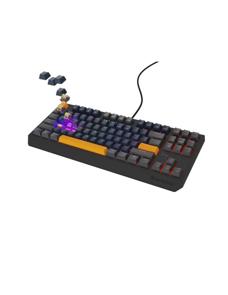 Genesis Thor 230 Tkl Klawiatura Gaming Usb + Rf Wireless + Bluetooth Qwerty Czarny, Niebieski, Szary, Pomarańczowy
