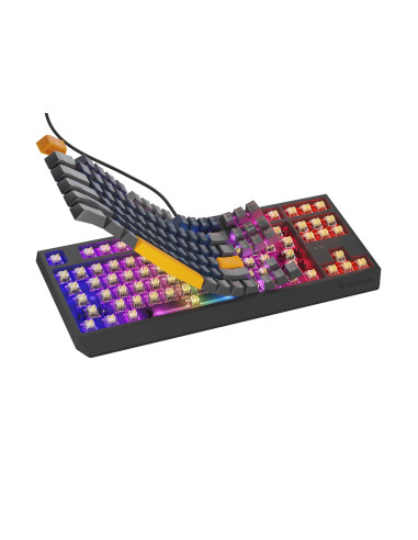 Genesis Thor 230 Tkl Klawiatura Gaming Usb + Rf Wireless + Bluetooth Qwerty Czarny, Niebieski, Szary, Pomarańczowy