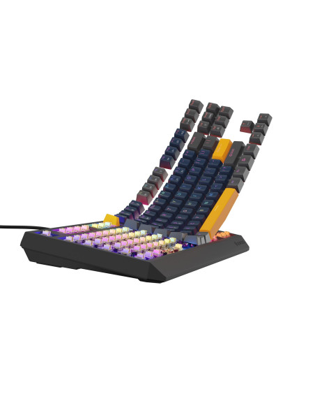 Genesis Thor 230 Tkl Klawiatura Gaming Usb + Rf Wireless + Bluetooth Qwerty Czarny, Niebieski, Szary, Pomarańczowy