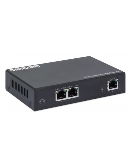 Intellinet 561600 Przedłużacz Sieciowy Nadajnik Sieciowy Czarny 10, 100, 1000 Mbit/S