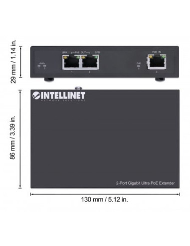 Intellinet 561600 Przedłużacz Sieciowy Nadajnik Sieciowy Czarny 10, 100, 1000 Mbit/S