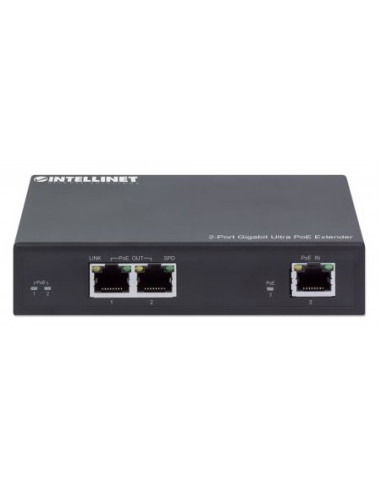 Intellinet 561600 Przedłużacz Sieciowy Nadajnik Sieciowy Czarny 10, 100, 1000 Mbit/S