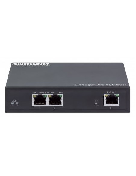 Intellinet 561600 Przedłużacz Sieciowy Nadajnik Sieciowy Czarny 10, 100, 1000 Mbit/S