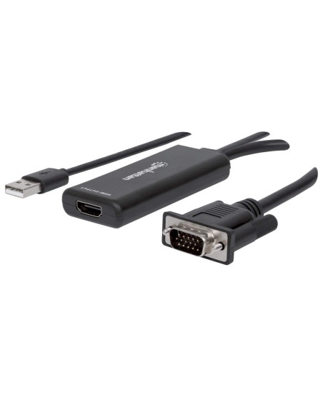 Manhattan 152426 Adapter Kablowy 1 M Usb Type-A + Vga (D-Sub) Hdmi Czarny