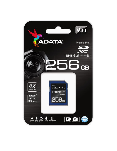 Adata Asdx256Gui3V30S-R Pamięć Flash 256 Gb Sdxc Uhs-I Klasa 10