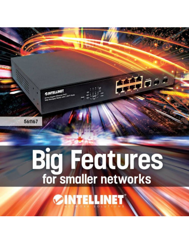 Intellinet 561167 Łącza Sieciowe Zarządzany Gigabit Ethernet (10/100/1000) Obsługa Poe Czarny