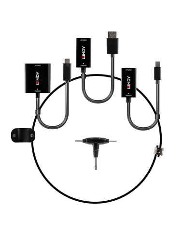Lindy 38304 Adapter Kablowy Hdmi Typu A (Standard) Displayport + Mini Displayport + Usb Type-C Czarny