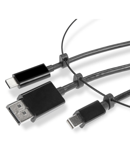 Lindy 38304 Adapter Kablowy Hdmi Typu A (Standard) Displayport + Mini Displayport + Usb Type-C Czarny