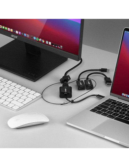 Lindy 38304 Adapter Kablowy Hdmi Typu A (Standard) Displayport + Mini Displayport + Usb Type-C Czarny