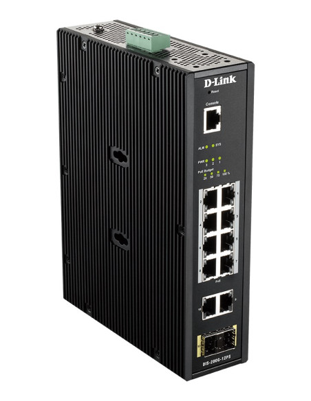 D-Link Dis-200G-12Ps Łącza Sieciowe Zarządzany L2 Gigabit Ethernet (10/100/1000) Obsługa Poe Czarny