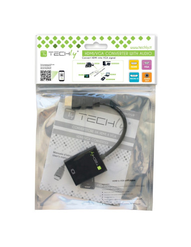 Techly Hdmi - Vga+3.5Mm+Micro Usb B M/F 0,15 M Czarny