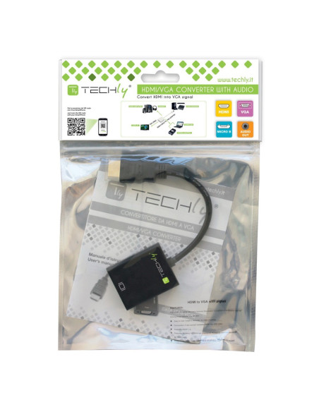 Techly Hdmi - Vga+3.5Mm+Micro Usb B M/F 0,15 M Czarny