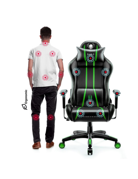 Fotel Gamingowy Diablo X-One 2.0 Normal Fotel Czarno-Zielony