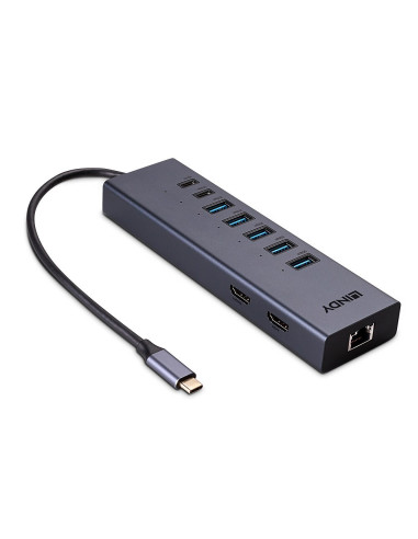 Lindy 43373 Stacja Dokująca Przewodowa Usb 3.2 Gen 2 (3.1 Gen 2) Type-C Szary