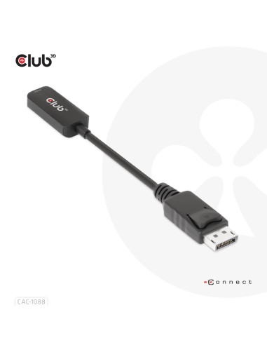 Club3D Cac-1088 Adapter Kablowy 0,21 M Displayport Hdmi Czarny