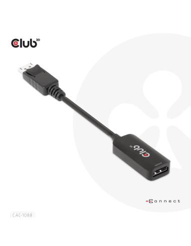 Club3D Cac-1088 Adapter Kablowy 0,21 M Displayport Hdmi Czarny