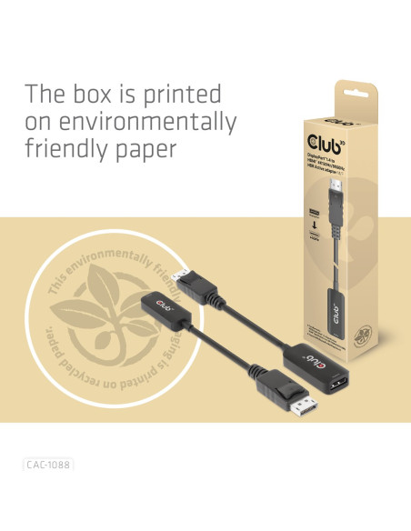 Club3D Cac-1088 Adapter Kablowy 0,21 M Displayport Hdmi Czarny
