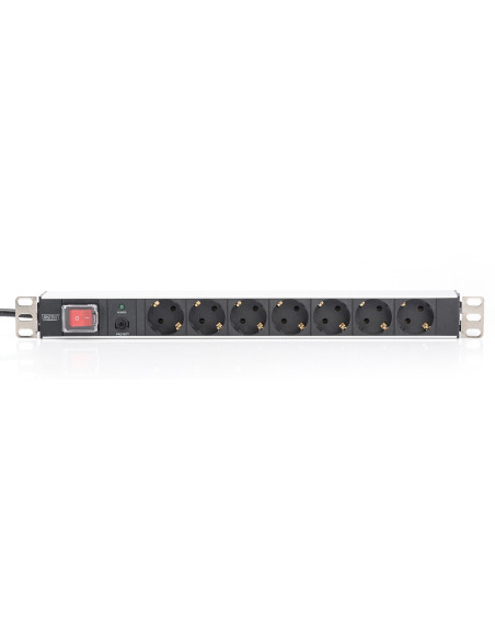 Digitus Listwa Zasilająca Pdu 19" Rack, 7X Gniazdo Schuko, 2.0M, 1X Wtyk Unischuko, 16A, Wł./Wył., Zabezpieczenie Przeciążeniowe