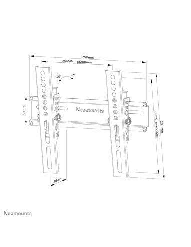 Neomounts Wl35-350Bl12 Uchwyt / Stojak Do Monitorów 139,7 Cm (55") Ściana Czarny