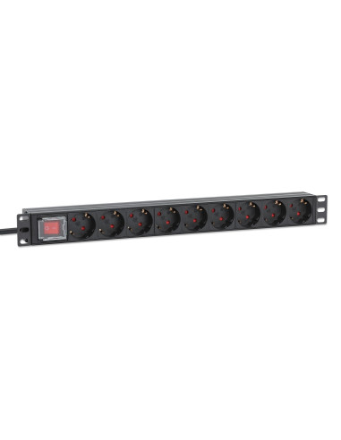 Intellinet 715133 Rozdzielacz Zasilania Pdu 9 X Gniazdo Sieciowe 1U Czarny