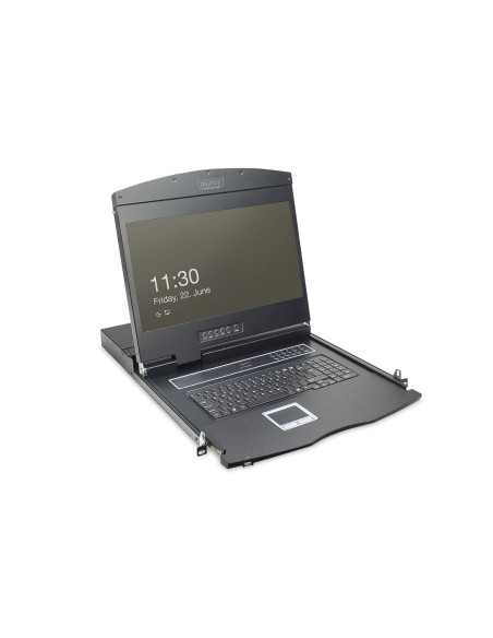 Digitus Konsola Modułowa Z Monitorem Tft O Przekątnej 19” (48,3 Cm), 16-Portowym Przełącznikiem Kvm & Touchpadem, Klawiatura Ame