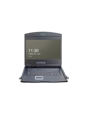 Digitus Konsola Modułowa Z Monitorem Tft O Przekątnej 19” (48,3 Cm), 16-Portowym Przełącznikiem Kvm & Touchpadem, Klawiatura Ame