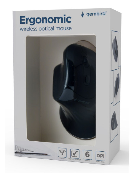 Gembird Musw-Ergo-03 Myszka Dom Po Prawej Stronie Rf Wireless Optyczny 1600 Dpi