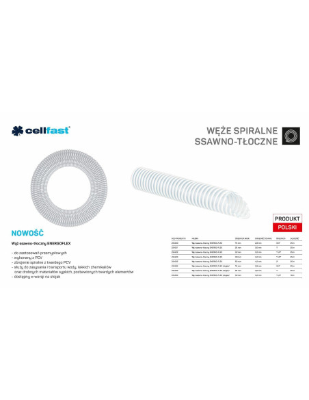 C.wąż Ssawno-Tłoczny Do Pomp 50Mm X 25Mb Bezbarwny Energo-Flex