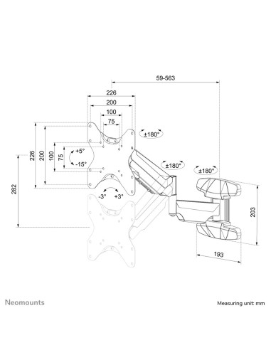 Neomounts Wl70-550Bl12 Uchwyt / Stojak Do Monitorów 106,7 Cm (42") Ściana Czarny